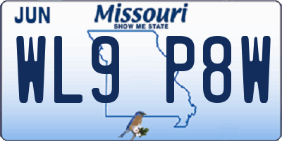 MO license plate WL9P8W