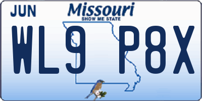 MO license plate WL9P8X