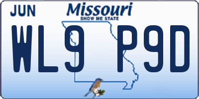 MO license plate WL9P9D