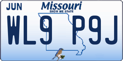 MO license plate WL9P9J