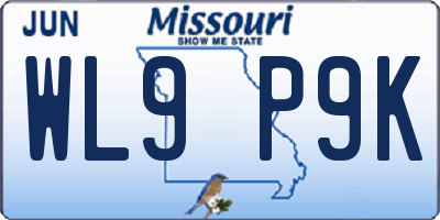 MO license plate WL9P9K
