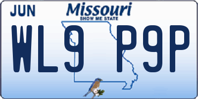 MO license plate WL9P9P