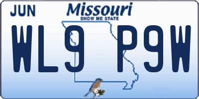 MO license plate WL9P9W