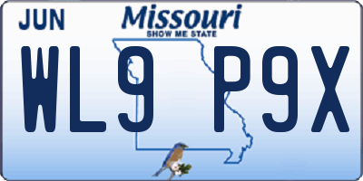 MO license plate WL9P9X