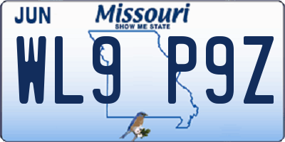 MO license plate WL9P9Z