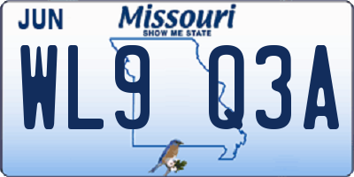 MO license plate WL9Q3A