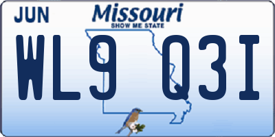 MO license plate WL9Q3I