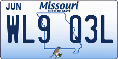 MO license plate WL9Q3L