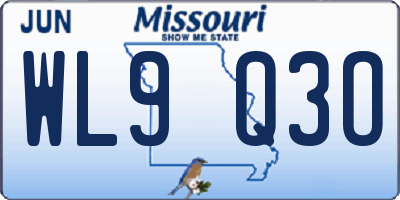 MO license plate WL9Q3O
