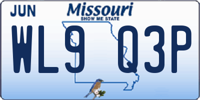MO license plate WL9Q3P