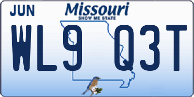 MO license plate WL9Q3T