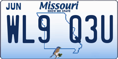 MO license plate WL9Q3U