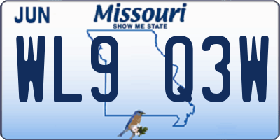 MO license plate WL9Q3W