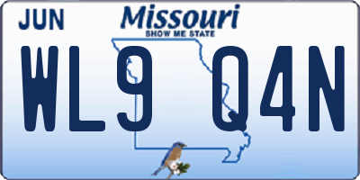 MO license plate WL9Q4N