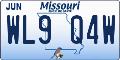 MO license plate WL9Q4W