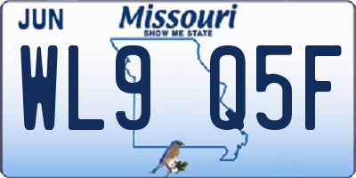 MO license plate WL9Q5F