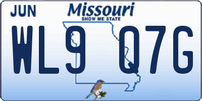 MO license plate WL9Q7G