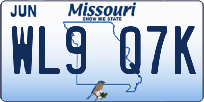 MO license plate WL9Q7K