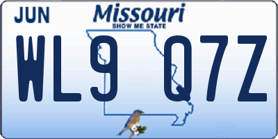 MO license plate WL9Q7Z