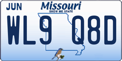 MO license plate WL9Q8D
