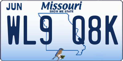 MO license plate WL9Q8K