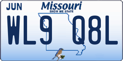 MO license plate WL9Q8L
