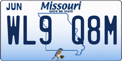 MO license plate WL9Q8M