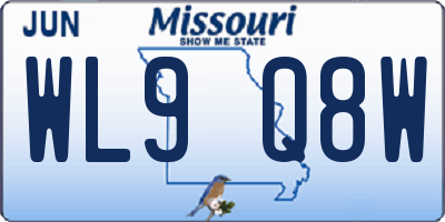 MO license plate WL9Q8W