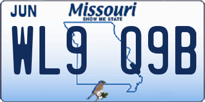 MO license plate WL9Q9B