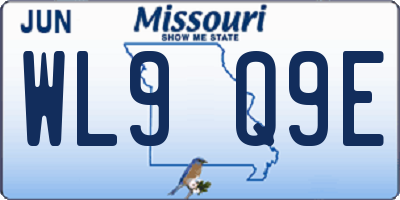 MO license plate WL9Q9E