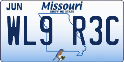 MO license plate WL9R3C