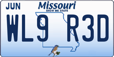 MO license plate WL9R3D