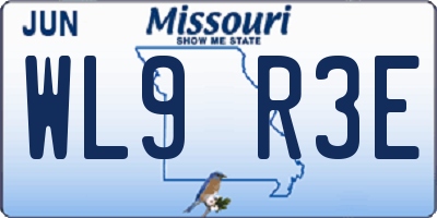 MO license plate WL9R3E