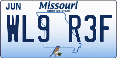 MO license plate WL9R3F