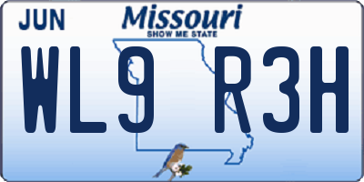 MO license plate WL9R3H