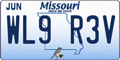 MO license plate WL9R3V