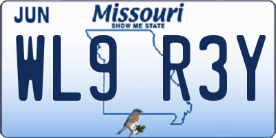 MO license plate WL9R3Y