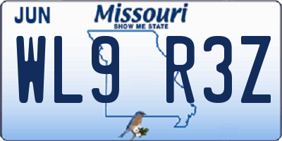MO license plate WL9R3Z