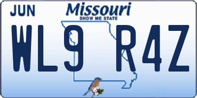 MO license plate WL9R4Z