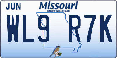 MO license plate WL9R7K