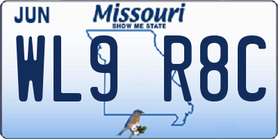 MO license plate WL9R8C