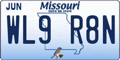 MO license plate WL9R8N