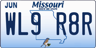 MO license plate WL9R8R