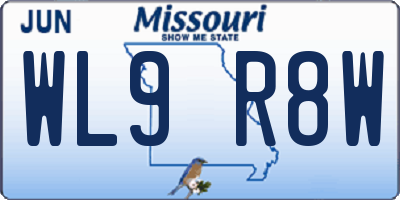 MO license plate WL9R8W
