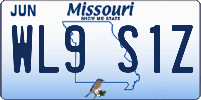 MO license plate WL9S1Z