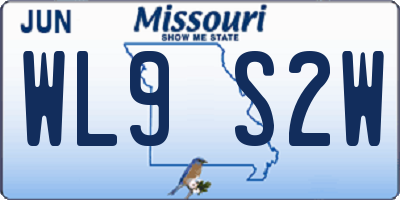 MO license plate WL9S2W