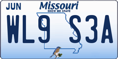 MO license plate WL9S3A