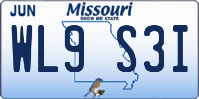 MO license plate WL9S3I