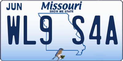 MO license plate WL9S4A