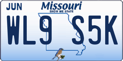 MO license plate WL9S5K